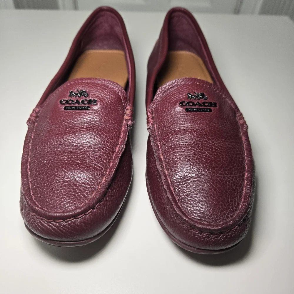 Coach Womens Marley Driver Loafer Burgundy Size 8 Leather Comfy Preppy Old Money - Picture 13 of 13